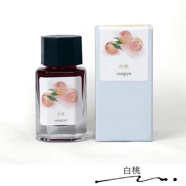 ■うさぎやオリジナルインク■ <備中想色/備前浪漫シリーズ> 万年筆インク 全4色 15ml<箱入り> 水性染料インク 万年筆 白桃/大手まんぢゅう/ままかり