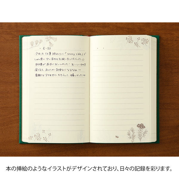 日記帳 1日1ページ 洋書 花柄 デザインフィル ミドリ 12706