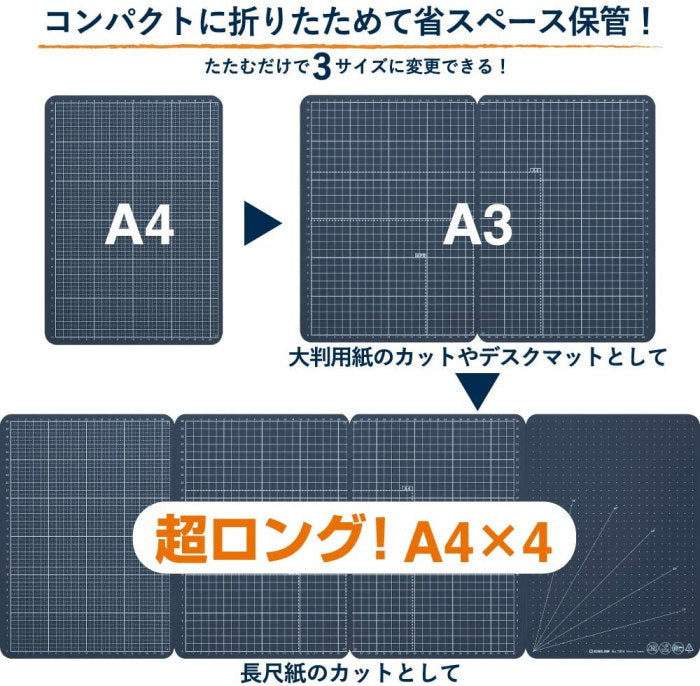 小さくたためるワイドカッターマット キングジム 7804ネイ