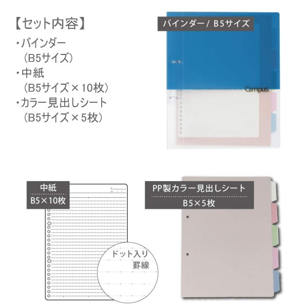 キャンパス プリントもとじやすい2穴ルーズリーフバインダー  B5サイズ [全5色]  コクヨ ル-PP358 【2冊までネコポス可】