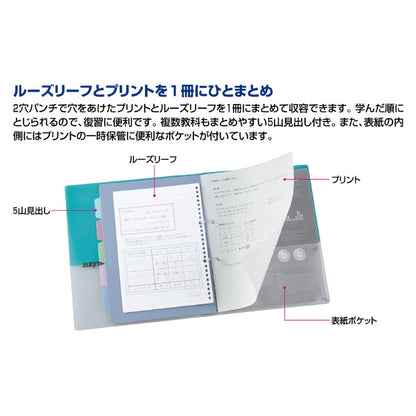 キャンパス プリントもとじやすい2穴ルーズリーフバインダー  B5サイズ [全5色]  コクヨ ル-PP358 【2冊までネコポス可】