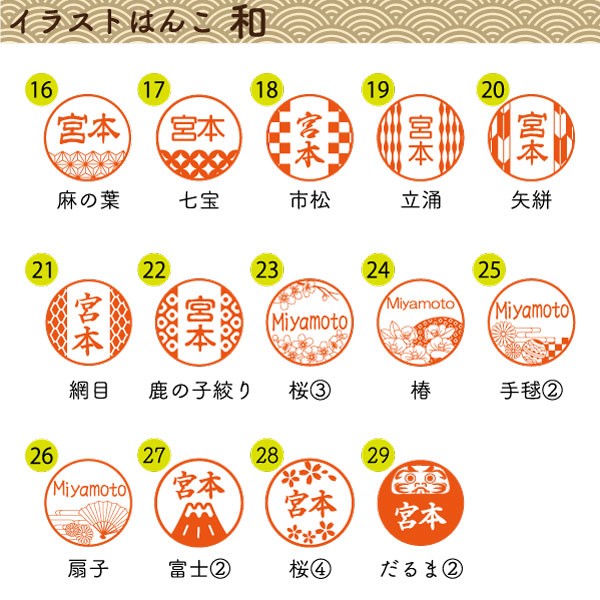 イラストはんこ(和柄・縁起・干支) 認印・銀行印 印鑑 [柘植/15mm]　【ネコポス無料】