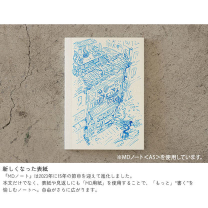 《MD PAPER PRODUCTS》MDノート A7 [無罫/横罫/方眼罫] デザインフィル(ミドリ) 15344/5/6 [M便 1/12]