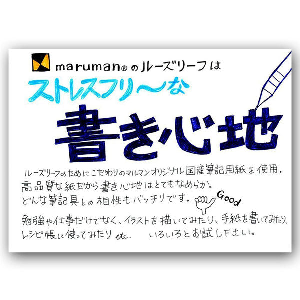 書きやすいルーズリーフ B5 26穴 《無地》 100枚 紙パッケージ maruman(マルマン) L1206HK [M便 1/2]