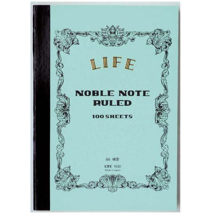 【2冊までネコポス便対応可能商品】ノーブルノート　Ｂ６　横罫　ＮＯＢＬＥ　ＮＯＴＥ＜表紙：ライトブルー＞100枚　ライフ《LIFE》N30