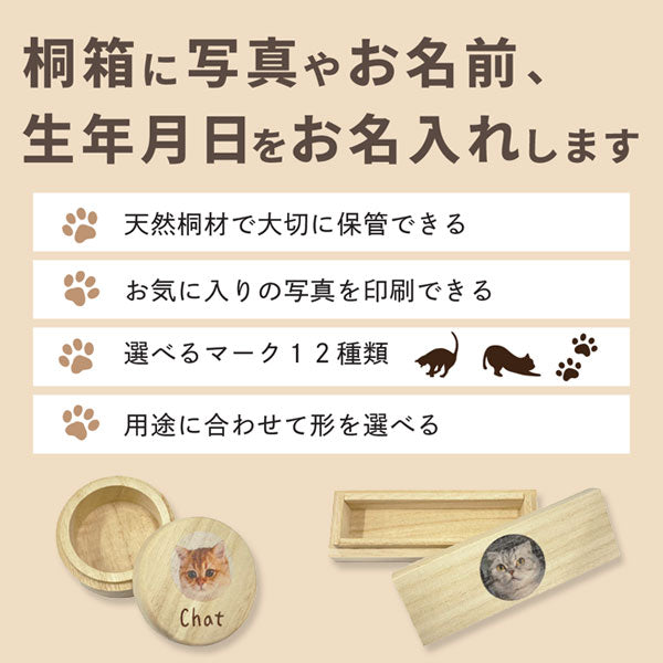 【写真・名入れ可能】猫のケース オリジナル 桐箱 [長方形]