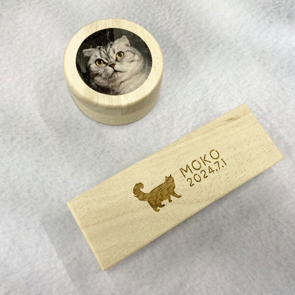 【写真・名入れ可能】猫のケース オリジナル 桐箱 [長方形]