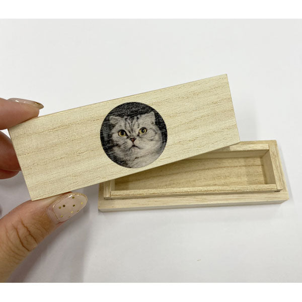 【写真・名入れ可能】猫のケース オリジナル 桐箱 [長方形]