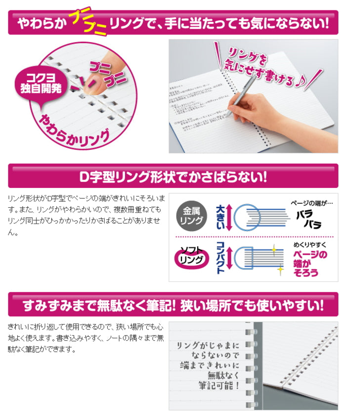 ソフトリングノート　やわらかリング　　セミＢ５　８０枚　５ｍｍ方眼罫　コクヨ　10-ス-SV308S5-C　【ネコポス2冊可】