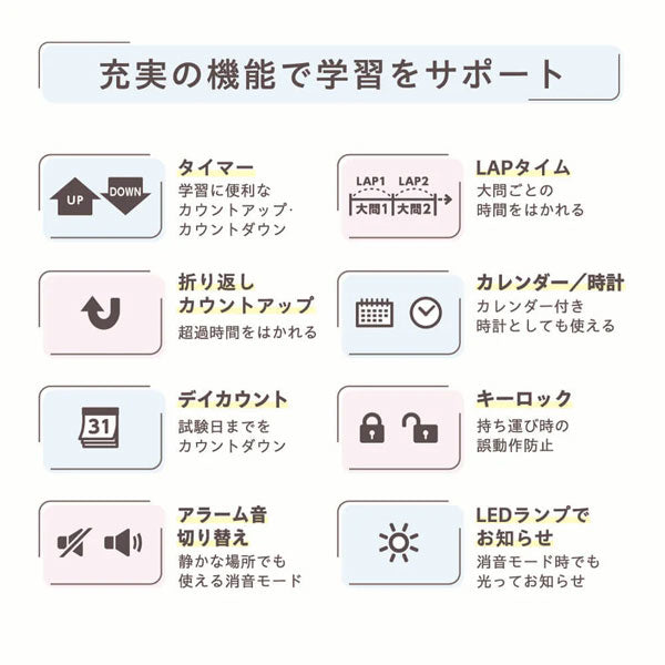 学習タイマー ルラップ 全3色 キングジム LLT10-W/LB/P
