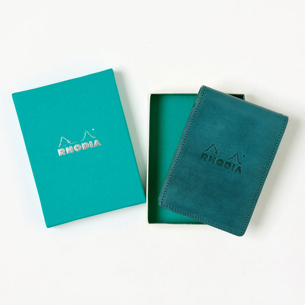 【限定】RHODIA《ロディア》オーガナイザー Chic/シック＜カーキ/ターコイズ＞ 8×11cm ミニ3穴 牛革 ロディア CF11OGZ01