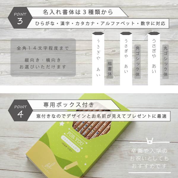 うさぎやオリジナル名入れ鉛筆 「プチラパン＜ウッド＞」2B　1ダース（12本）えんぴつ【ネコポス送料無料】
