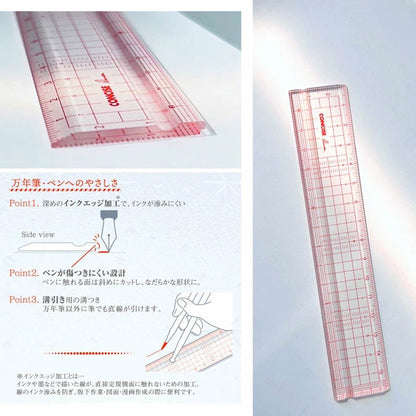 万年筆のための定規 Linea 16cm コンサイス SRL001-RD 626589[M便 1/10]