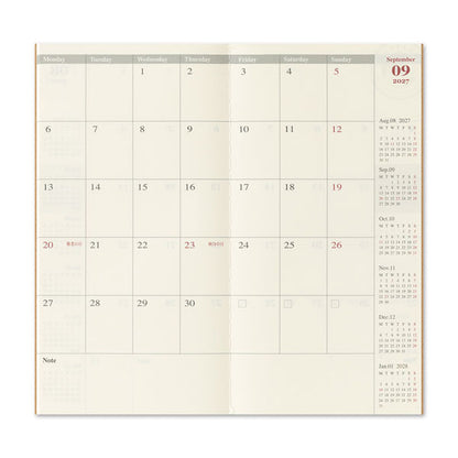 2027 トラベラーズノート リフィル [レギュラーサイズ] 月間・2026年12月/月曜始まり デザインフィル(ミドリ) 14501 [M便 1/24]