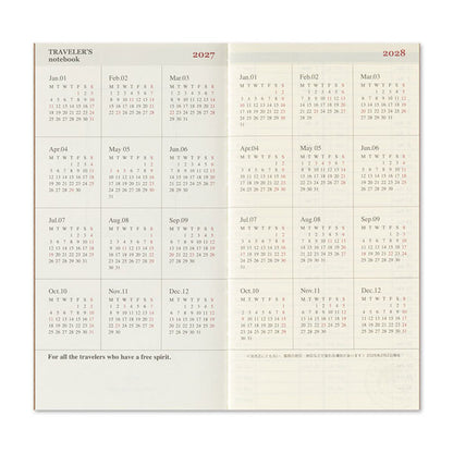 2027 トラベラーズノート リフィル [レギュラーサイズ] 週間+メモ・2027年1月/月曜始まり デザインフィル(ミドリ) 14502 [M便 1/9]