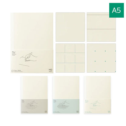 《MD PRODUCT》MDノート A5 [無罫/横罫/方眼罫/ドット方眼] デザインフィル 15384/15385/15386/15387 [M便 1/2]