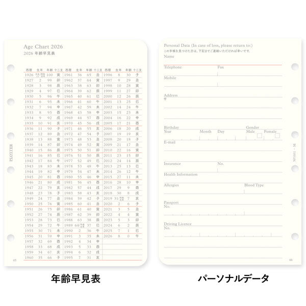 001 2026年 ダイアリーリフィル 月間ブロック [ミニサイズ・MINI6] 6穴 2025年12月・月曜始まり PLOTTER/プロッター 77718171 [M便 1/24]