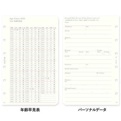 002 2026年 ダイアリーリフィル 週間レフト式 [ミニサイズ・MINI6] 6穴 2026年1月・月曜始まり 週間+メモ PLOTTER/プロッター 77718176 [M便 1/8]