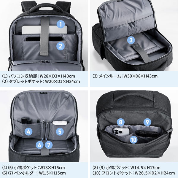 カジュアルPCバックパック 17L [15.6・16型ワイドPC対応] サンワサプライ BAG-BP18BK【送料無料*】