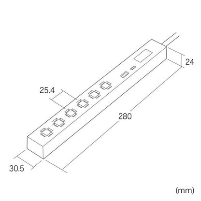スリムタップ AC6個口/A1＋C1/PD33W［3m/1.5m］ブラック/ホワイト サンワサプライ TAP-SLIM6UC-3/TAP-SLIM6UC-15【送料無料*】
