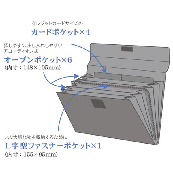 通帳ホルダー（アコーディオン式）色語《いろがたり》シリーズ [全4色] 11ポケット コレクト CP-36V [M便 1/2]